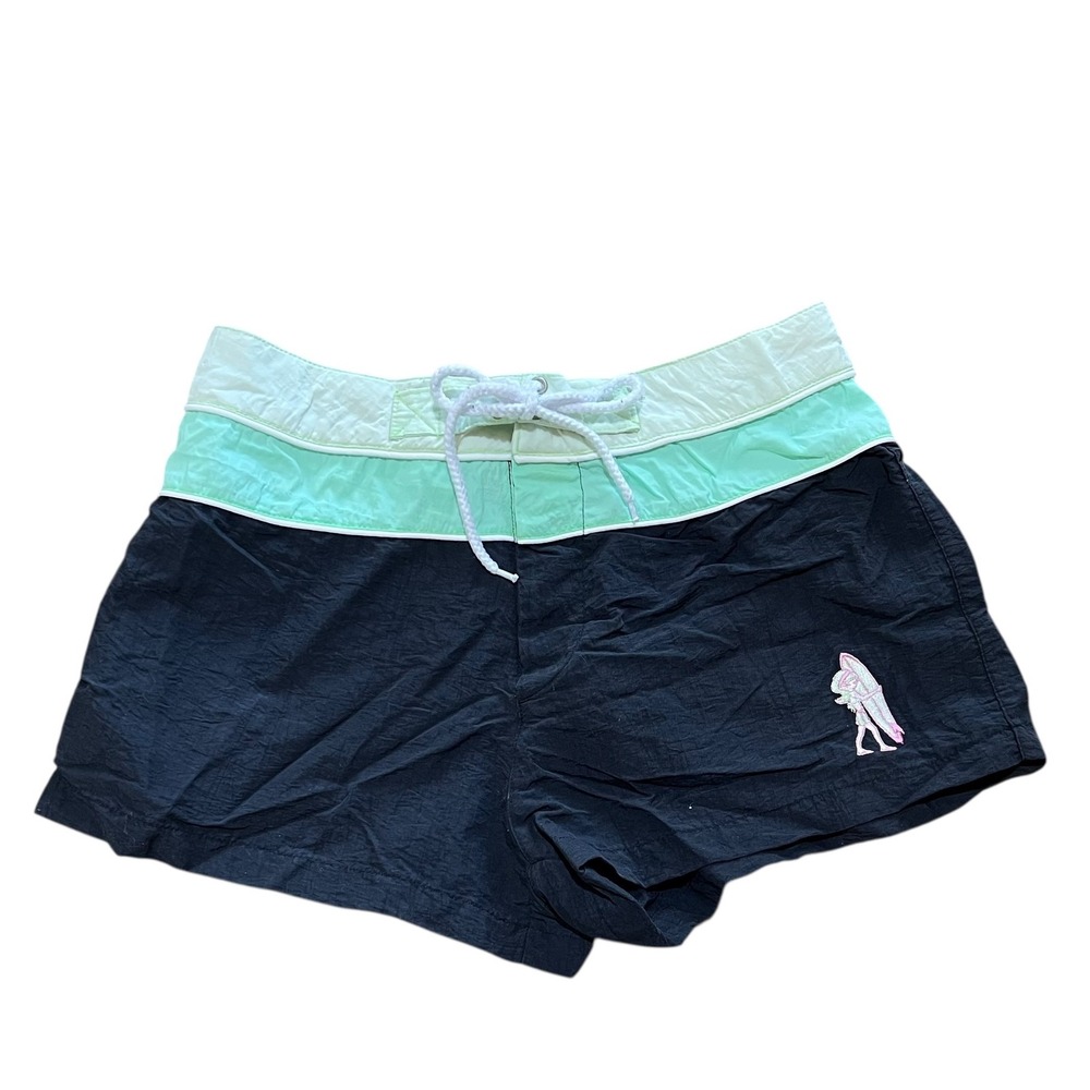 No Boundaries VTG Y2K Swim Shorts Surfer Girl Embroidered Drawstring Waist S